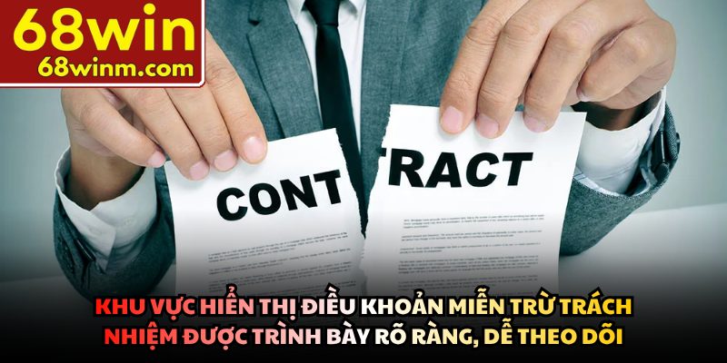 Khu vực hiển thị điều khoản miễn trừ trách nhiệm được trình bày rõ ràng, dễ theo dõi