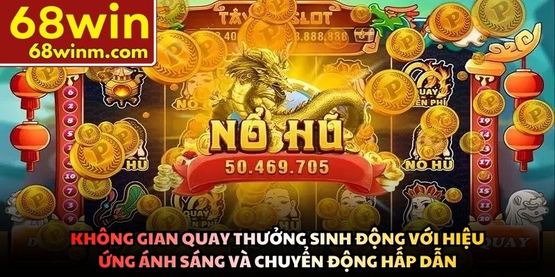 Không gian quay thưởng sinh động với hiệu ứng ánh sáng và chuyển động hấp dẫn